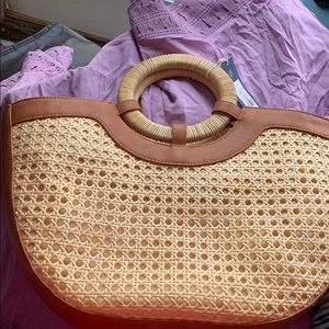 NWT Summer Purse Wicker purse w drawstring lining